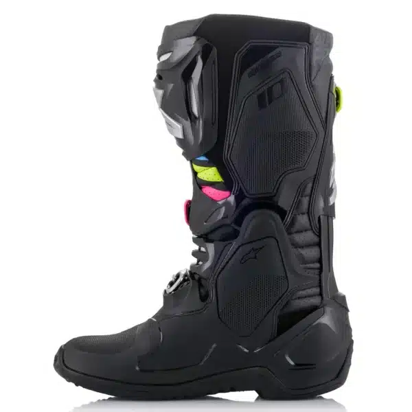Alpinestar Tech 10 Vented Boots with pink, blue, green, and black colors