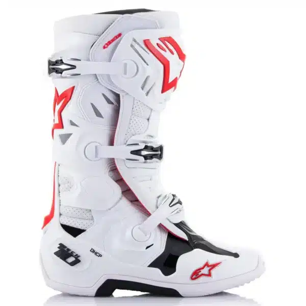 Red and White Alpinestar Tech 10 Supervented Boots